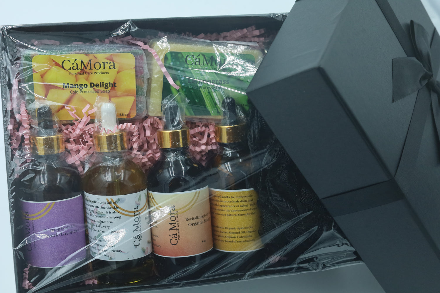The collection of Ca'Mora body oil offers the best method for moisturizing dry skin.   Made with natural organic oils and essential oils, it will leave your skin soft.   Use our scented body oil to nurture glowing skin.  Ingredients: Organic Apricot Oil, Organic Sweet Almond Oil, Organic Jasmine, proprietary blend of essential oils.
