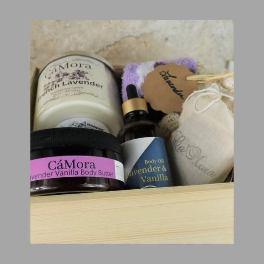 Relax and refuel gift box containing products made with lavender