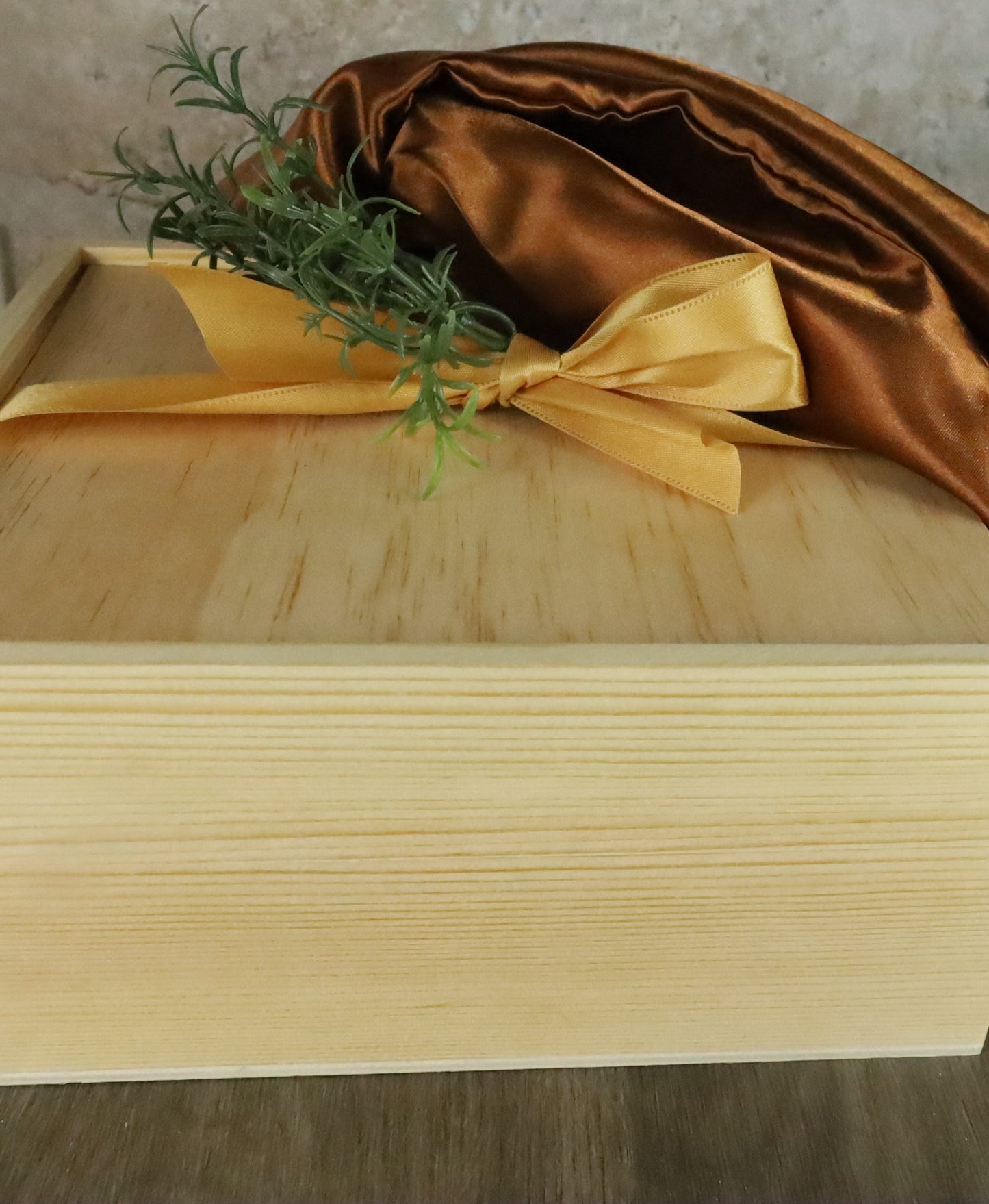 Ca'Mora beautiful wooden keepsake boxes come with our signature gold satin bag.