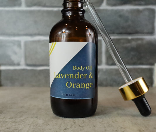 Lavender orange organic body oil with dropper by Ca'Mora