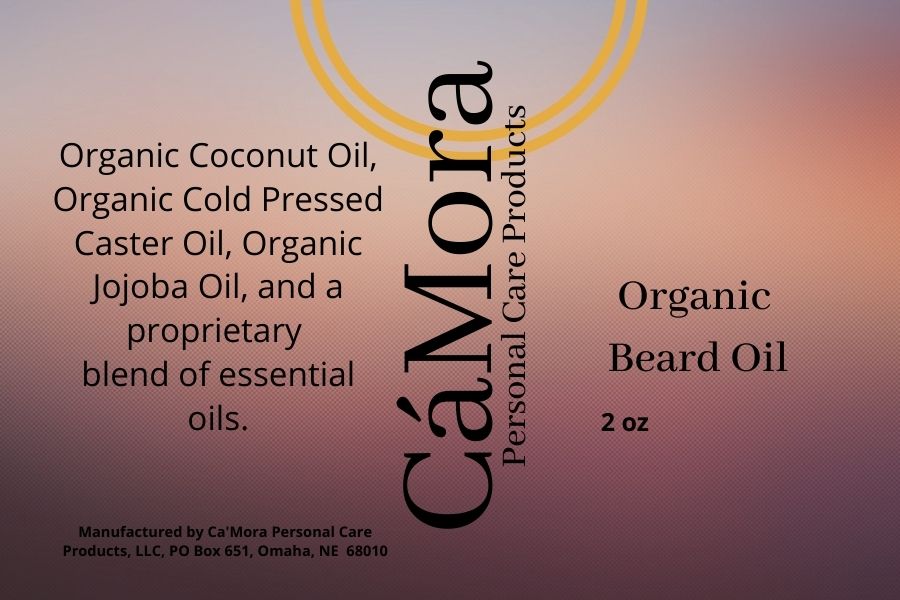Citrus organic beard oil product label and ingredients list