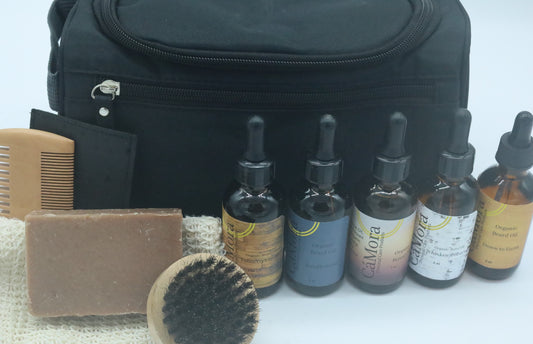 Ca'Mora organic beard care kit comes in two sizes.
