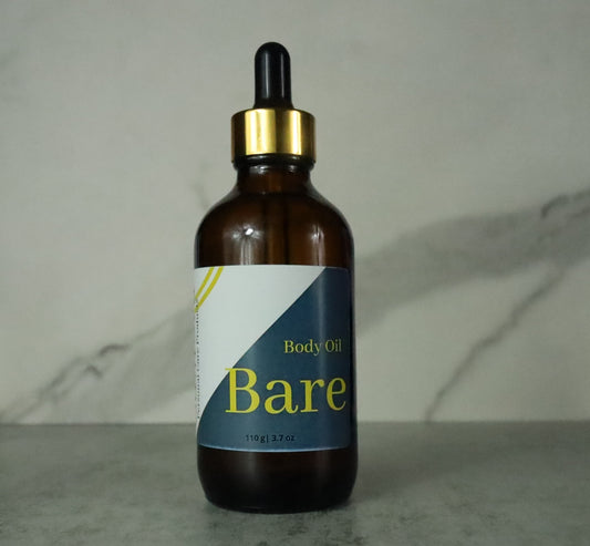 Bare, Ca'Mora organic body oil for sensitive skin and scent sensitivities.
