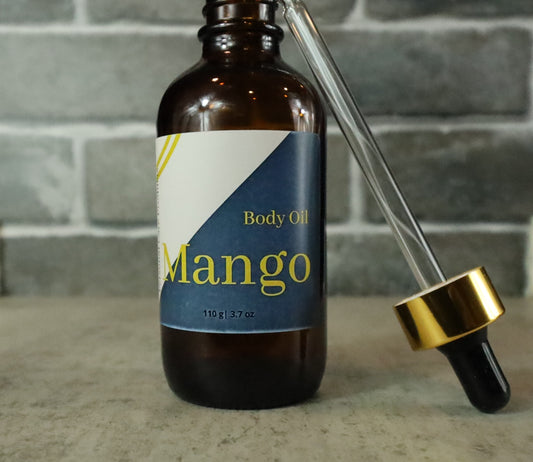 Mango organic body oil for soft skin, for moisturized skin.