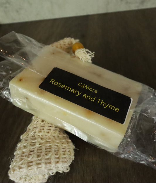 Rosemary and thyme shea butter soap for soft skin.